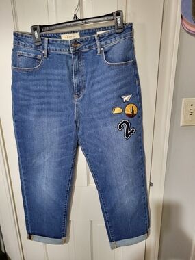 PacSun Blue Denim Boyfriend Jeans with Patch Details